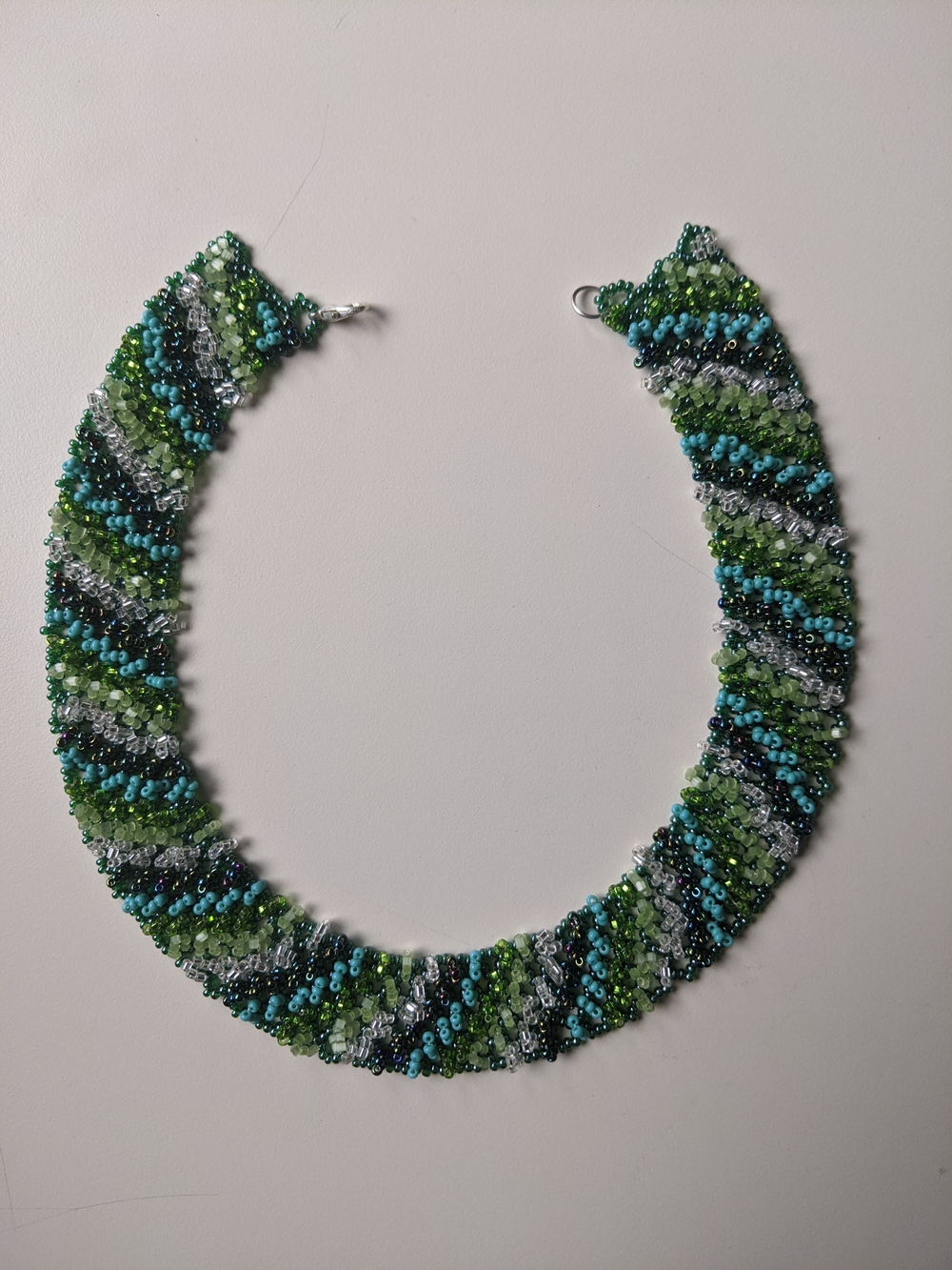 Handmade Green  Beaded Twist Necklace